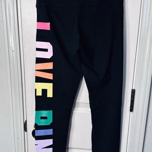PINK Victoria's Secret Black Leggings with Colorful Lettering Womens small